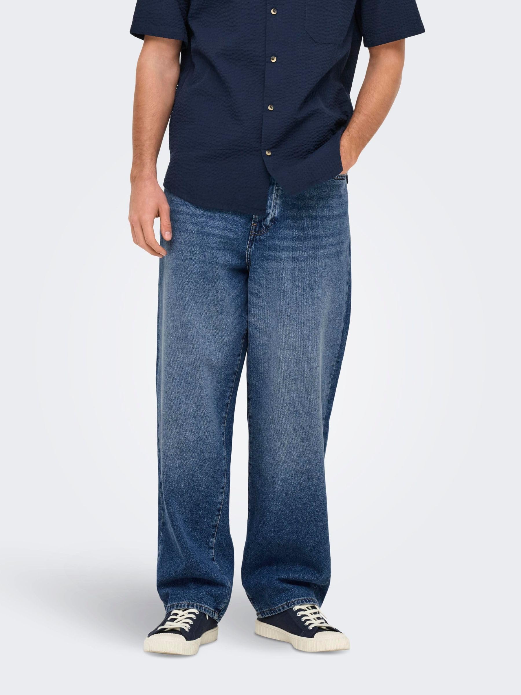 Only & Sons OnsFade Vita Alta Loose Fit Jeans Light Blue Denim