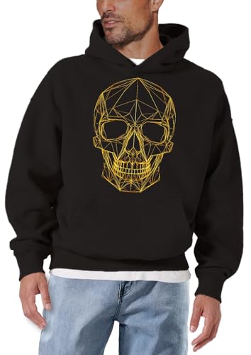 MAKAYA Teschio Skull felpa con cappuccio uomo taglia S cotone