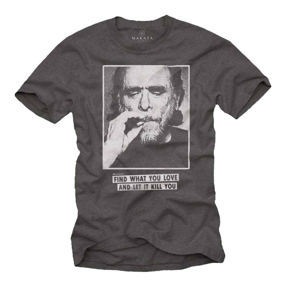 MAKAYA T-Shirt Uomo Bukowski maglietta S-5XL cotone