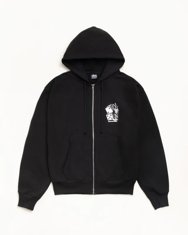 Stussy Tall Dice Zip Hoodie felpa nero cotone