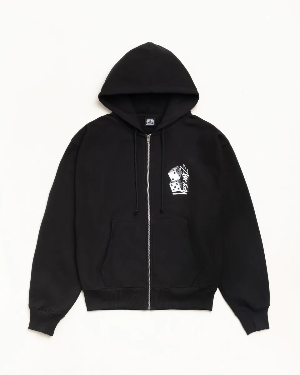 Stussy Tall Dice Zip Hoodie felpa nero cotone
