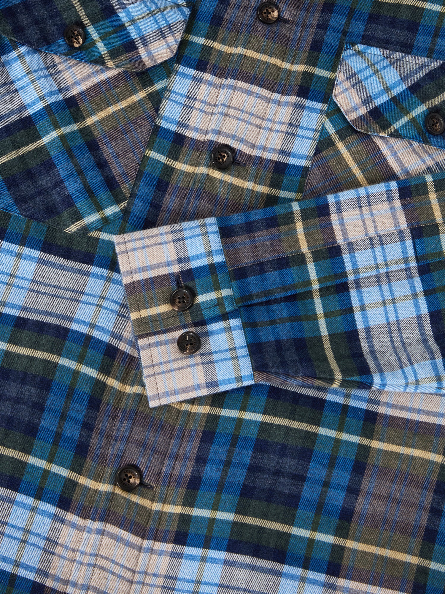 Robert Talbott Bradley Luxe Flannel camicia scozzese blu M