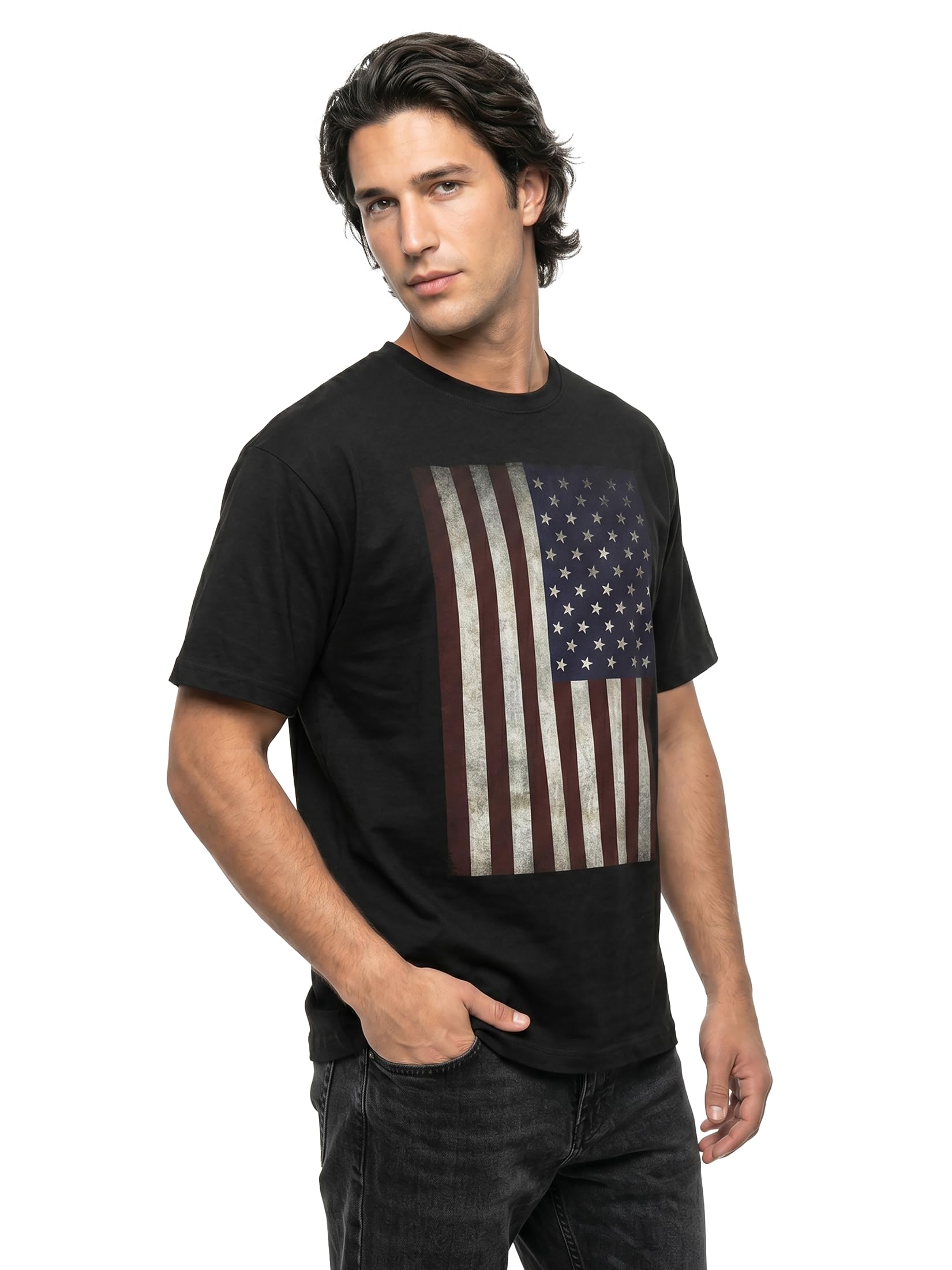 MAKAYA USA Vintage T-Shirt Uomo Bandiera Americana 100% Cotone