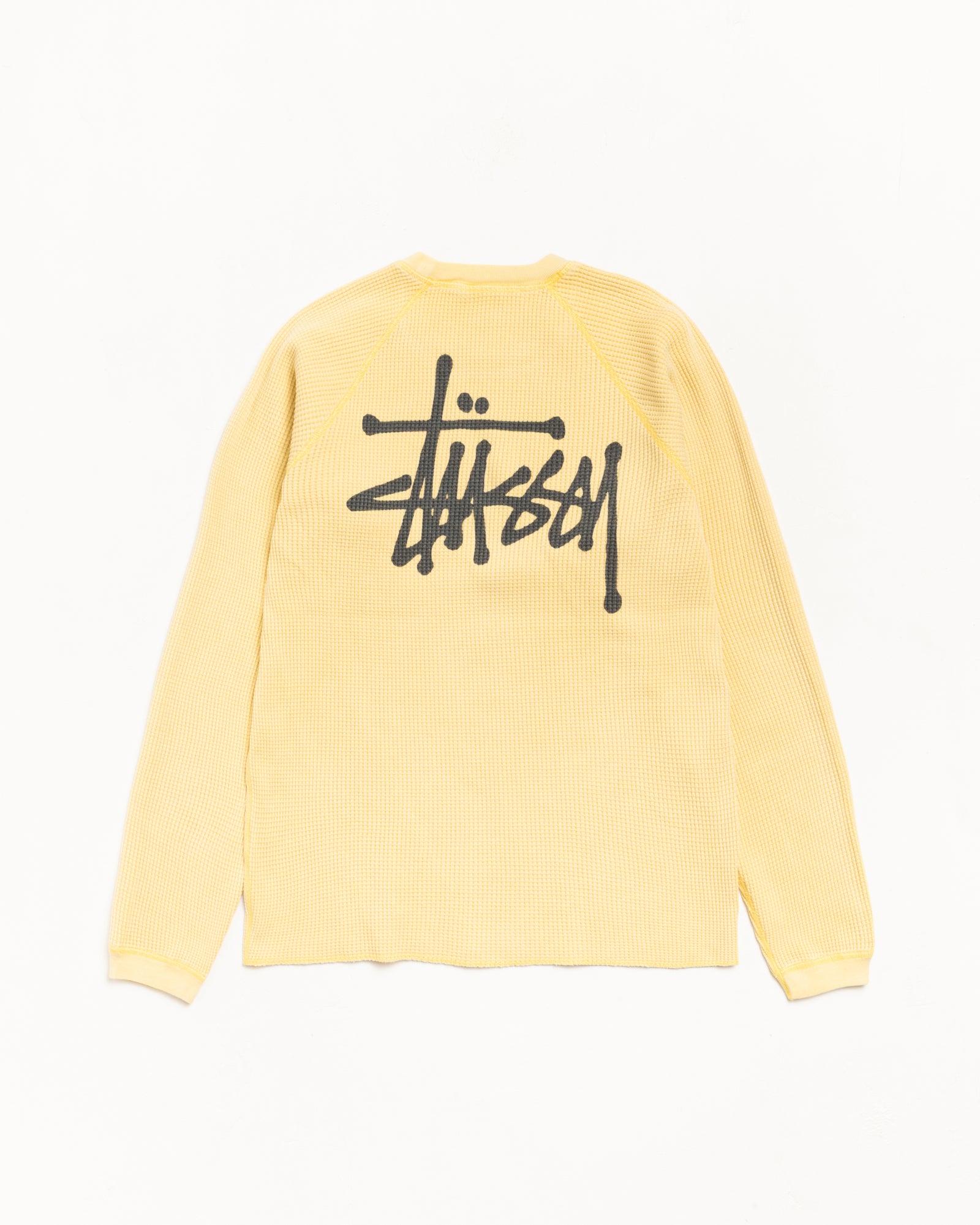 Stussy Basic Thermal maglia gialla cotone waffle relaxed