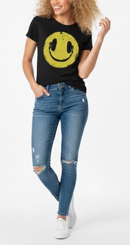 MAKAYA Smile T-Shirt Donna Nera M Cotone DJ