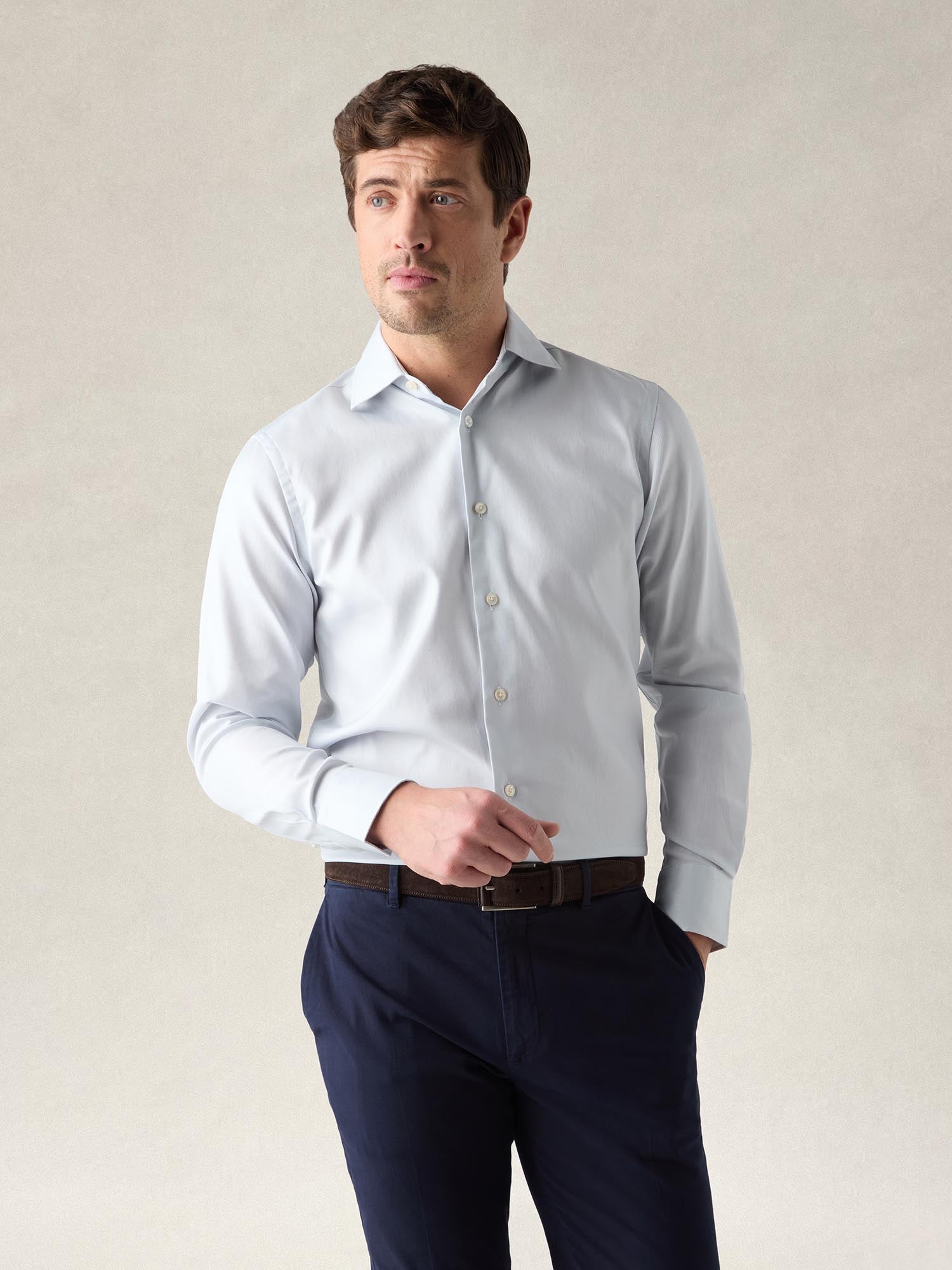Robert Talbott Reynolds camicia elegante twill aqua 15-18