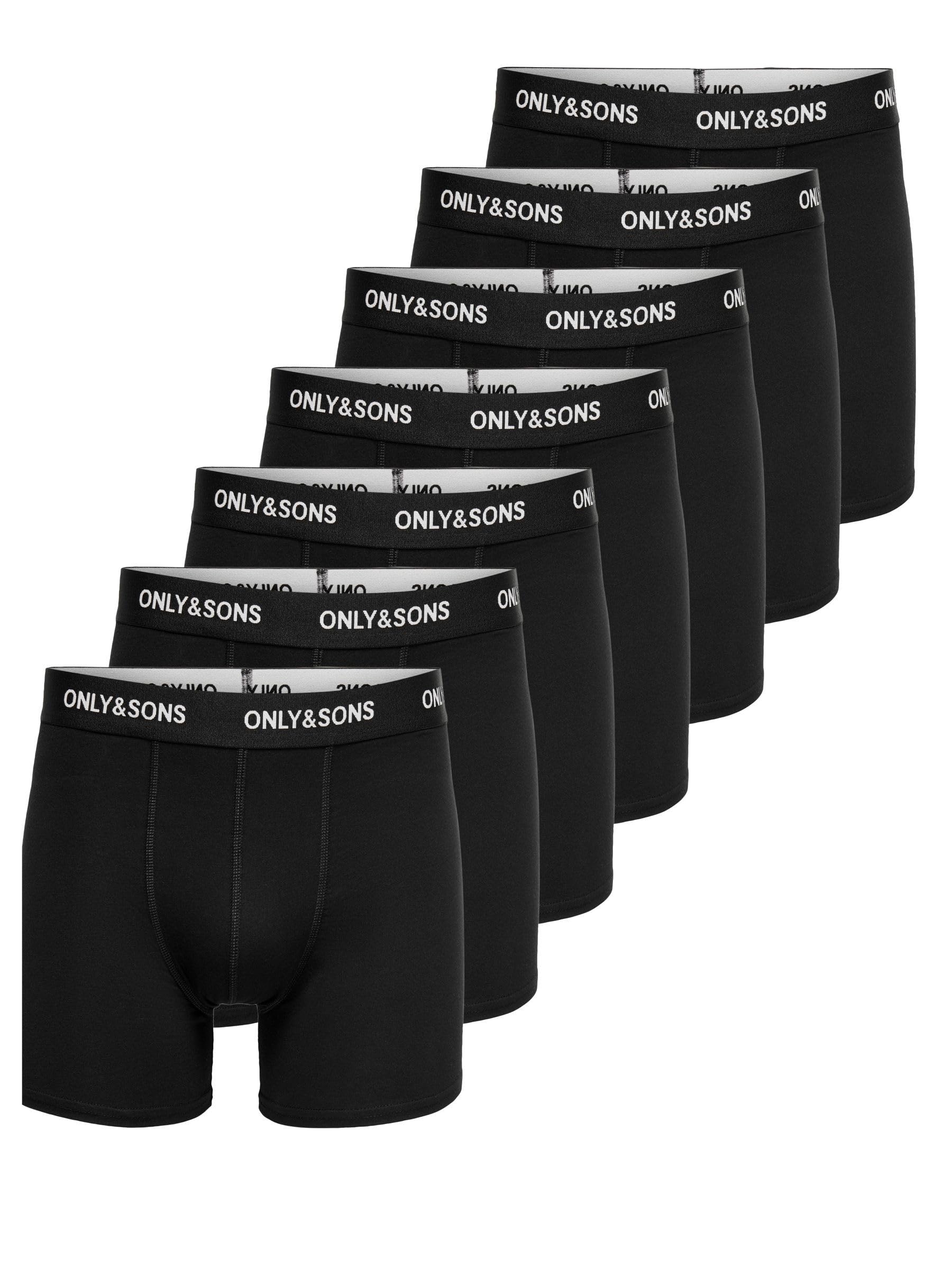 Only & Sons Onsfitz Boxer Pantaloncino Uomo Nero 7 Pezzi Cotone