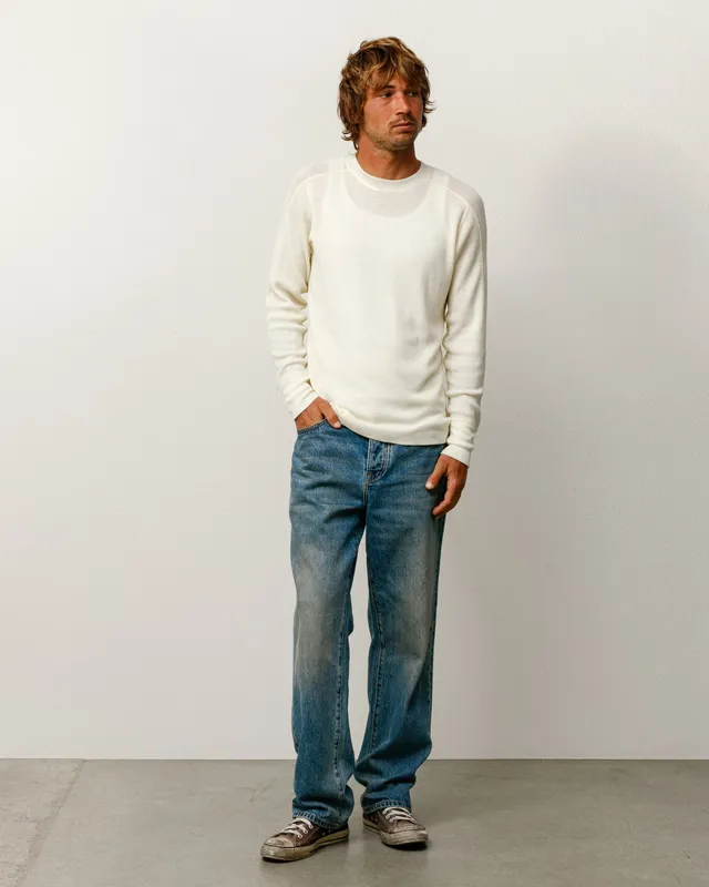 Stussy Wool Thermal maglia ecru lana
