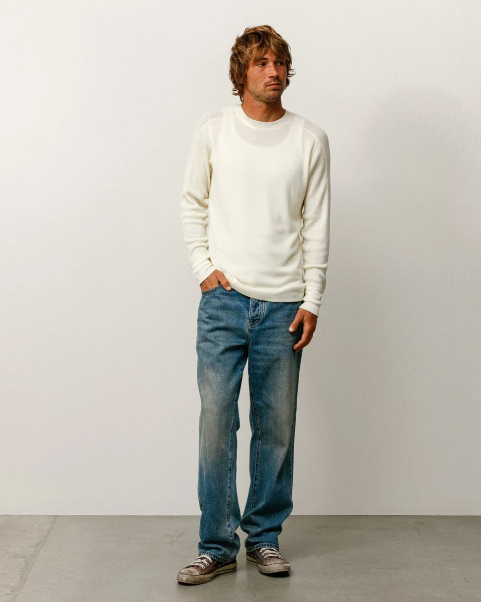 Stussy Wool Thermal maglia ecru lana