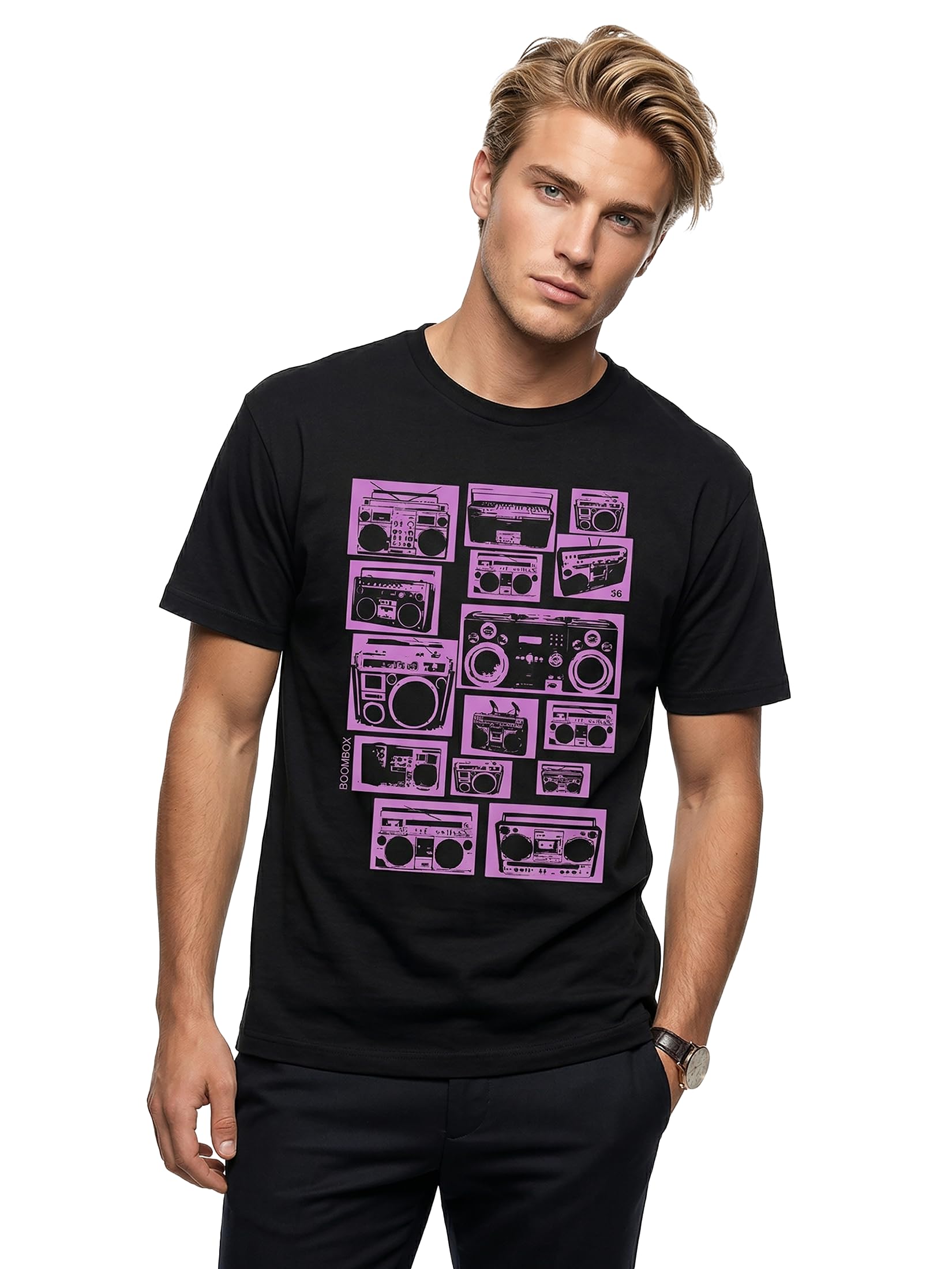 MAKAYA Ghettoblaster T-Shirt Uomo Cotone Taglia M