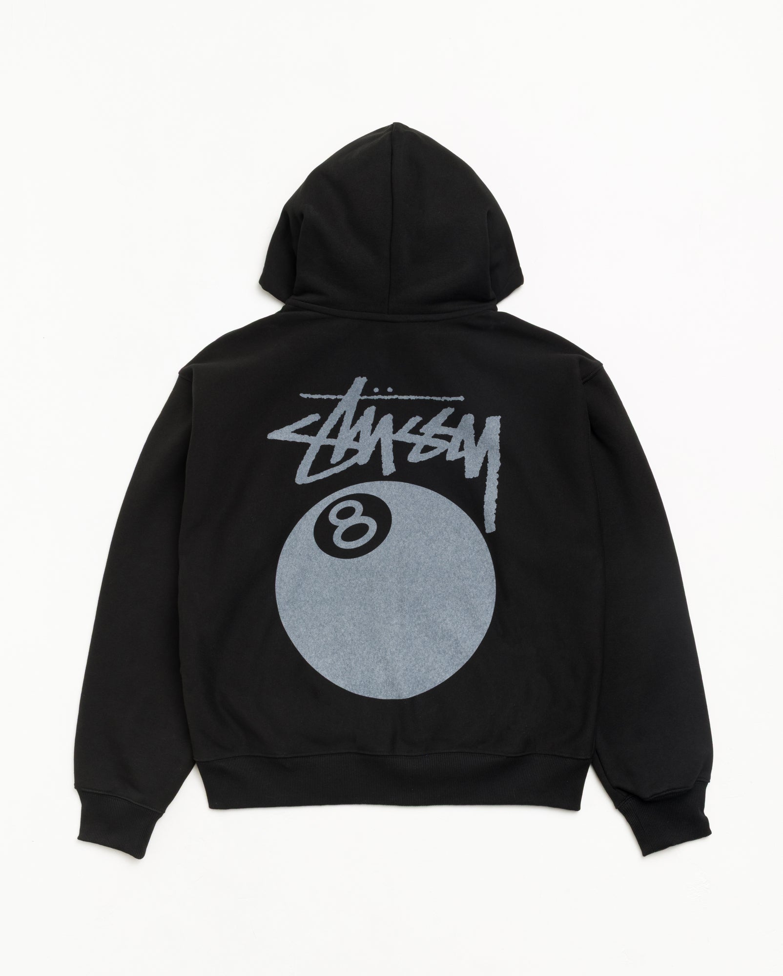 Stussy 8 Ball Zip Hoodie felpa nero 430 gsm