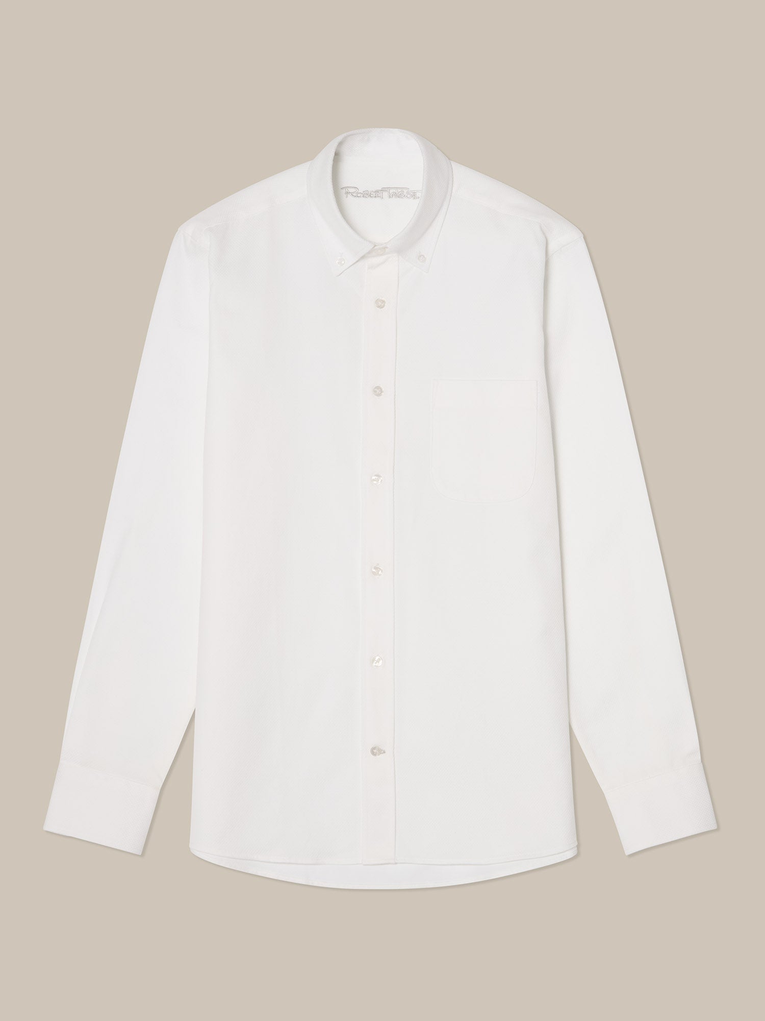 Robert Talbott Harrison camicia piqué cotone bianco