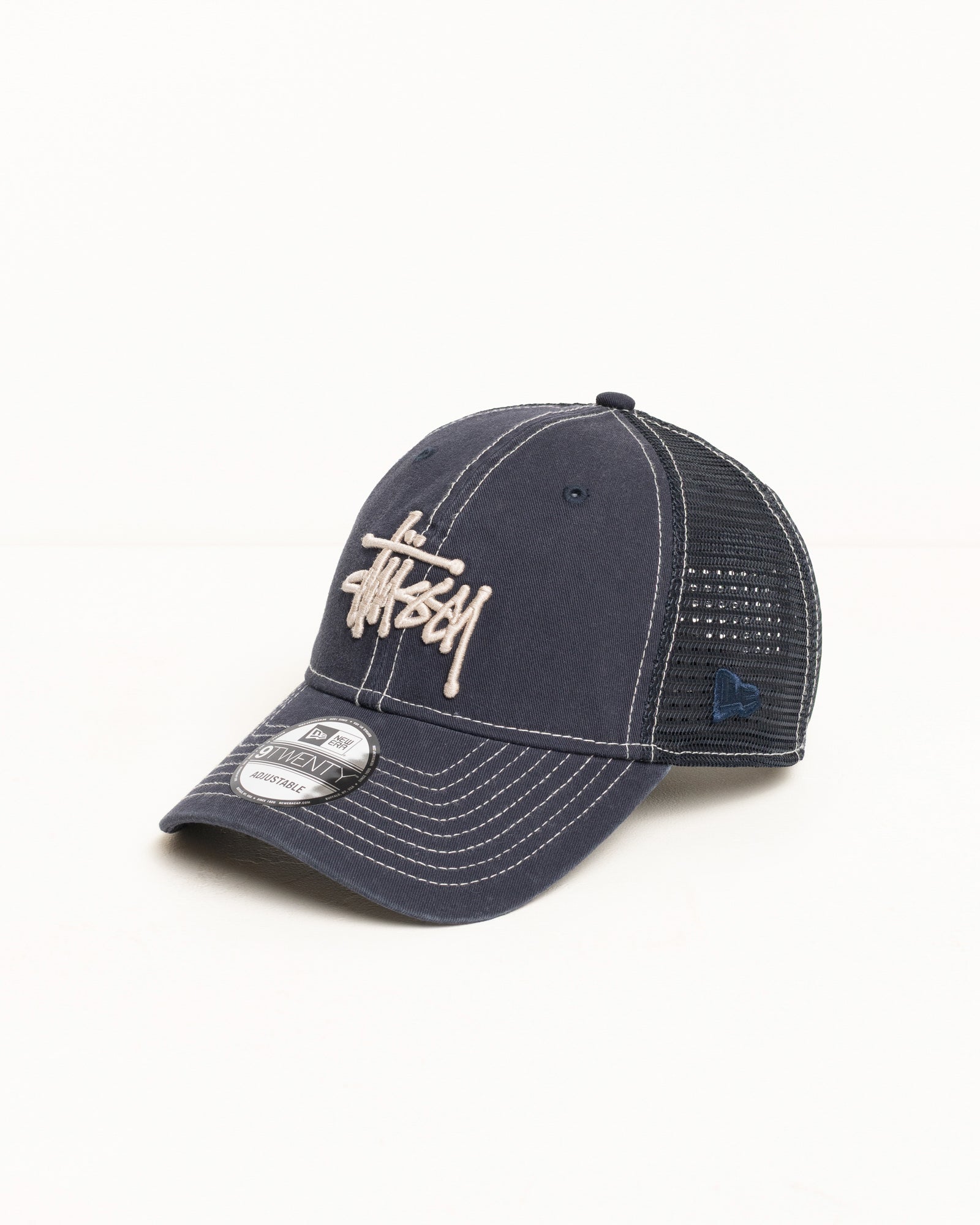 Stussy 9TWENTY Washed Basic Trucker berretto Navy taglia unica rete