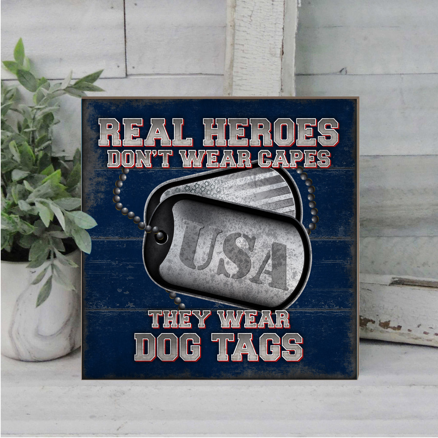 7.62 Design Real Heroes targa legno 25x25 cm blu navy