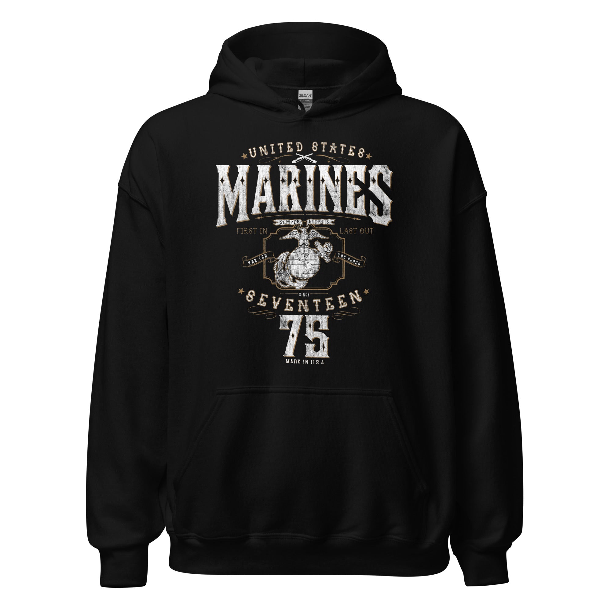 7.62 Design USMC 1775 felpa con cappuccio nera L cotone