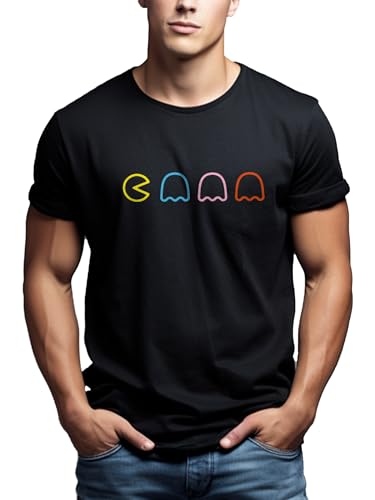 Makaya T-Shirt Uomo maglietta gaming gamer nera cotone