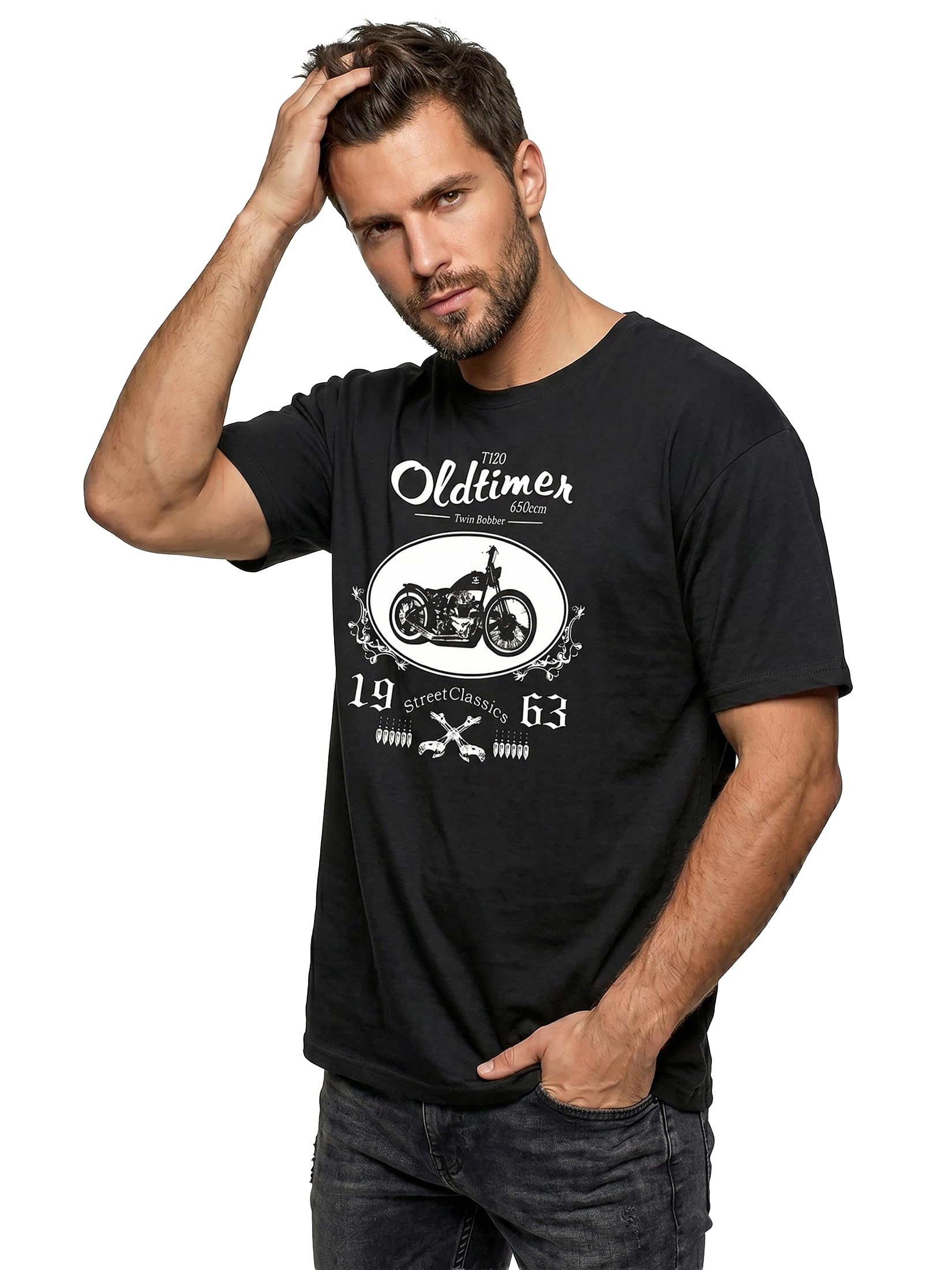 Makaya Custom Bobber Bonneville T-Shirt Uomo XL Nera