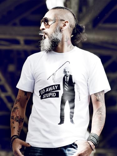 MAKAYA T-Shirt Uomo Einstein Go Away Maglietta M 100% cotone