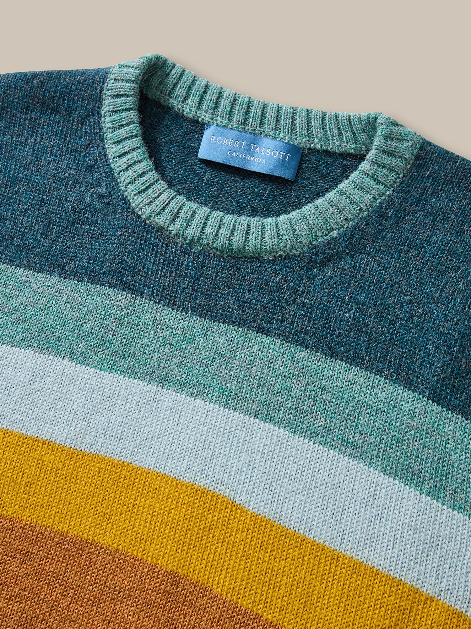 Robert Talbott Radcliffe Maglione Uomo Aqua Multi Baby Alpaca