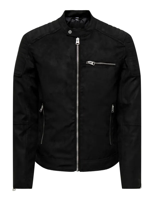 ONLY & SONS Onsgus Racer Giacca Finta Pelle Nera