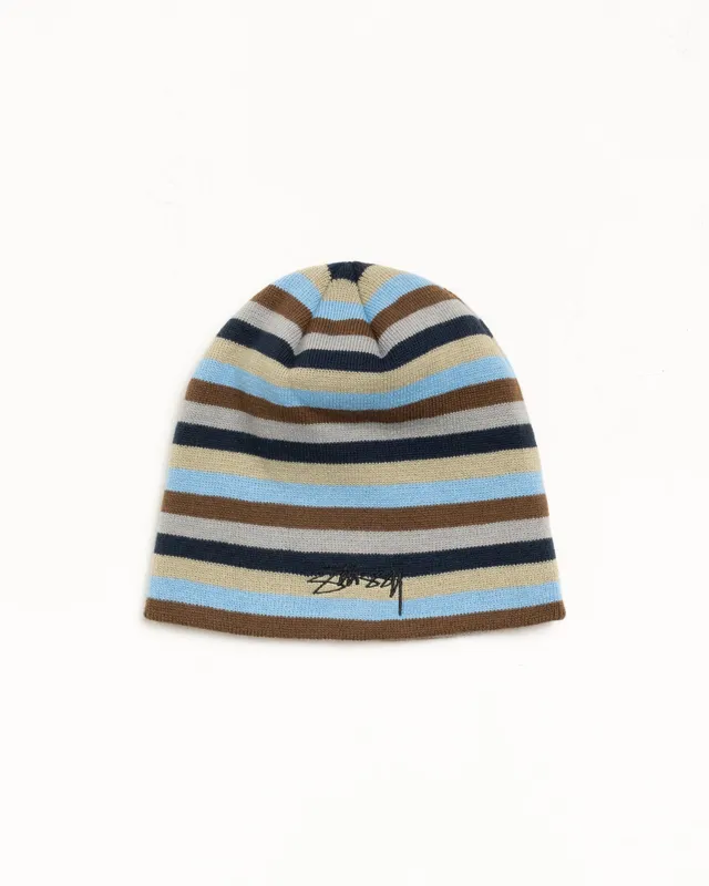 Stussy Headwear Skullcap Smoothstock a righe berretto blu taglia unica