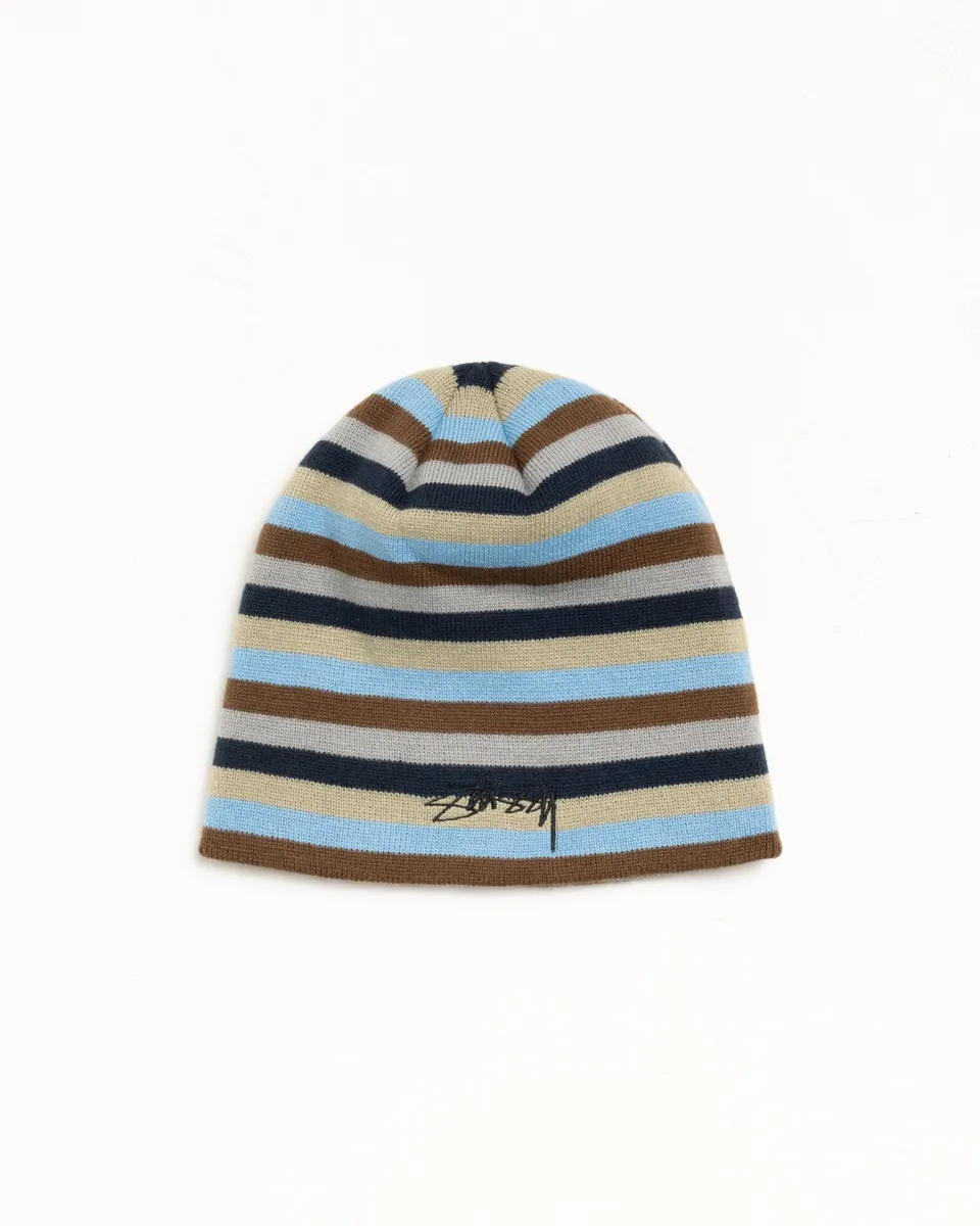Stussy Headwear Skullcap Smoothstock a righe berretto blu taglia unica