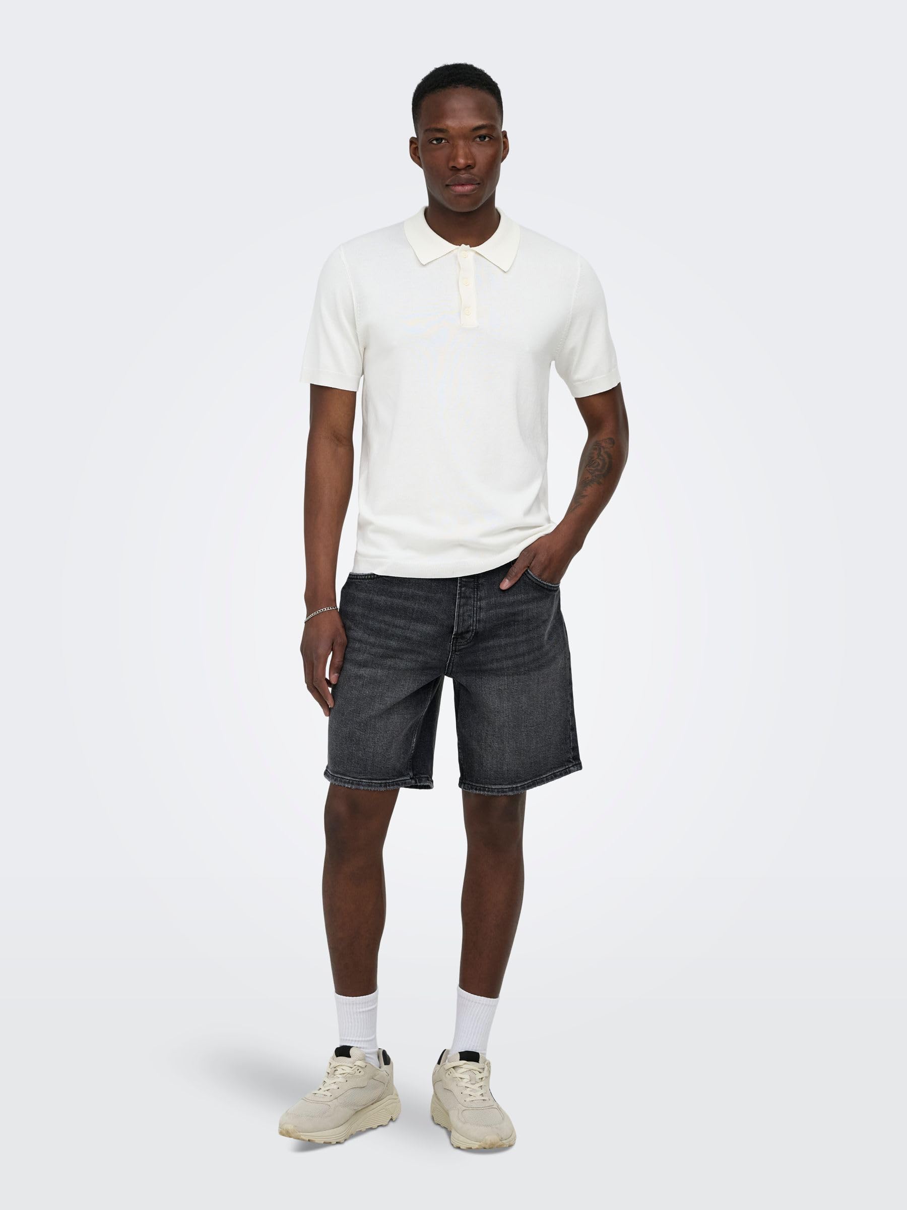 ONLY & SONS Onsedge Pantaloncini Denim Uomo Nero Slavato XL