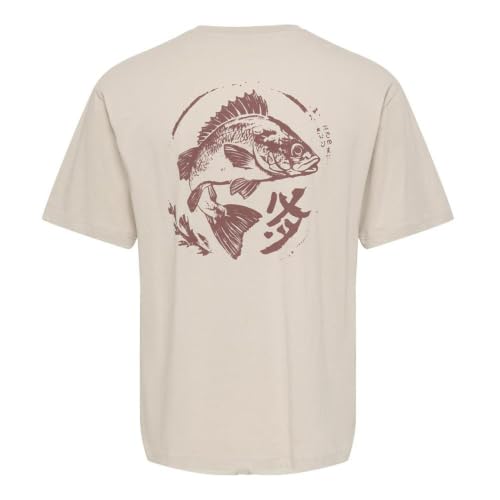 Only & Sons T-shirt maglietta uomo beige print S