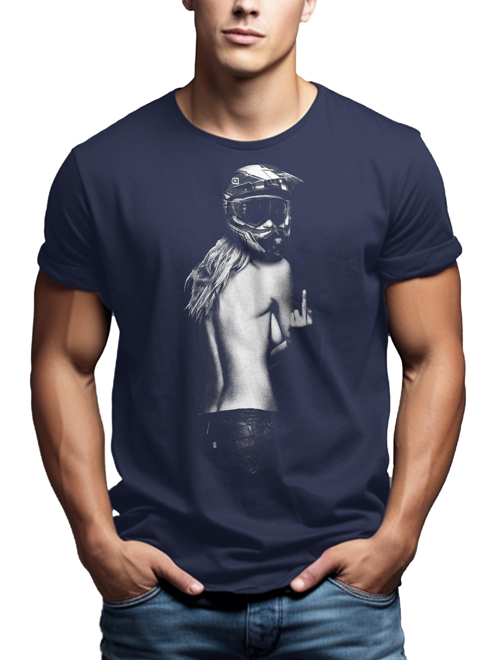 MAKAYA T-Shirt Uomo Casco Motocross Maglietta XL Cotone