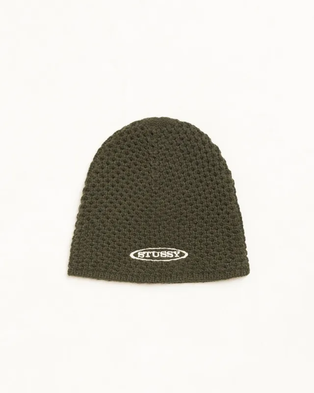 Stussy Skullcap in Maglia Testurizzata berretto oliva lana