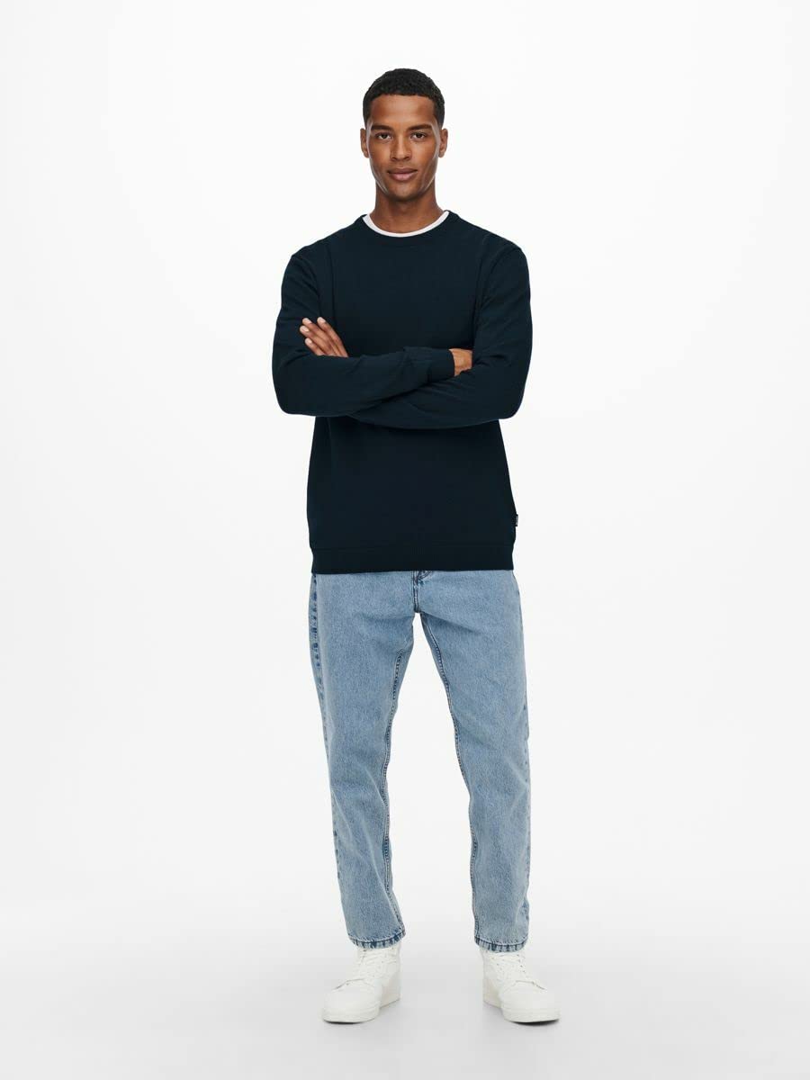 Only & Sons Maglieria Maglione Uomo Navy Scuro Lavorato a Maglia