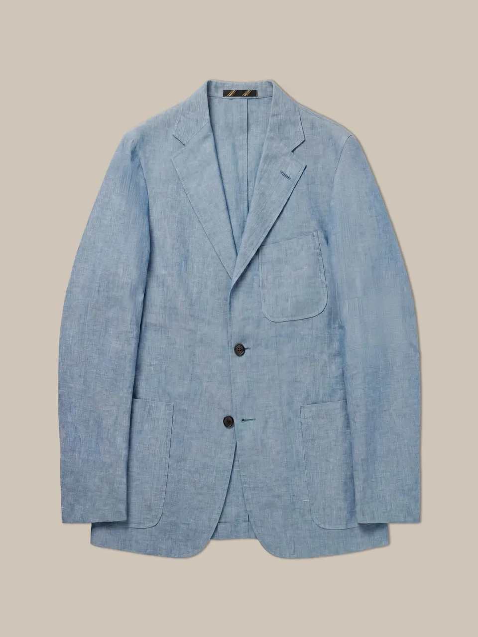 Robert Talbott Clarke Linen Chambray Blazer uomo Light Blue sfoderato