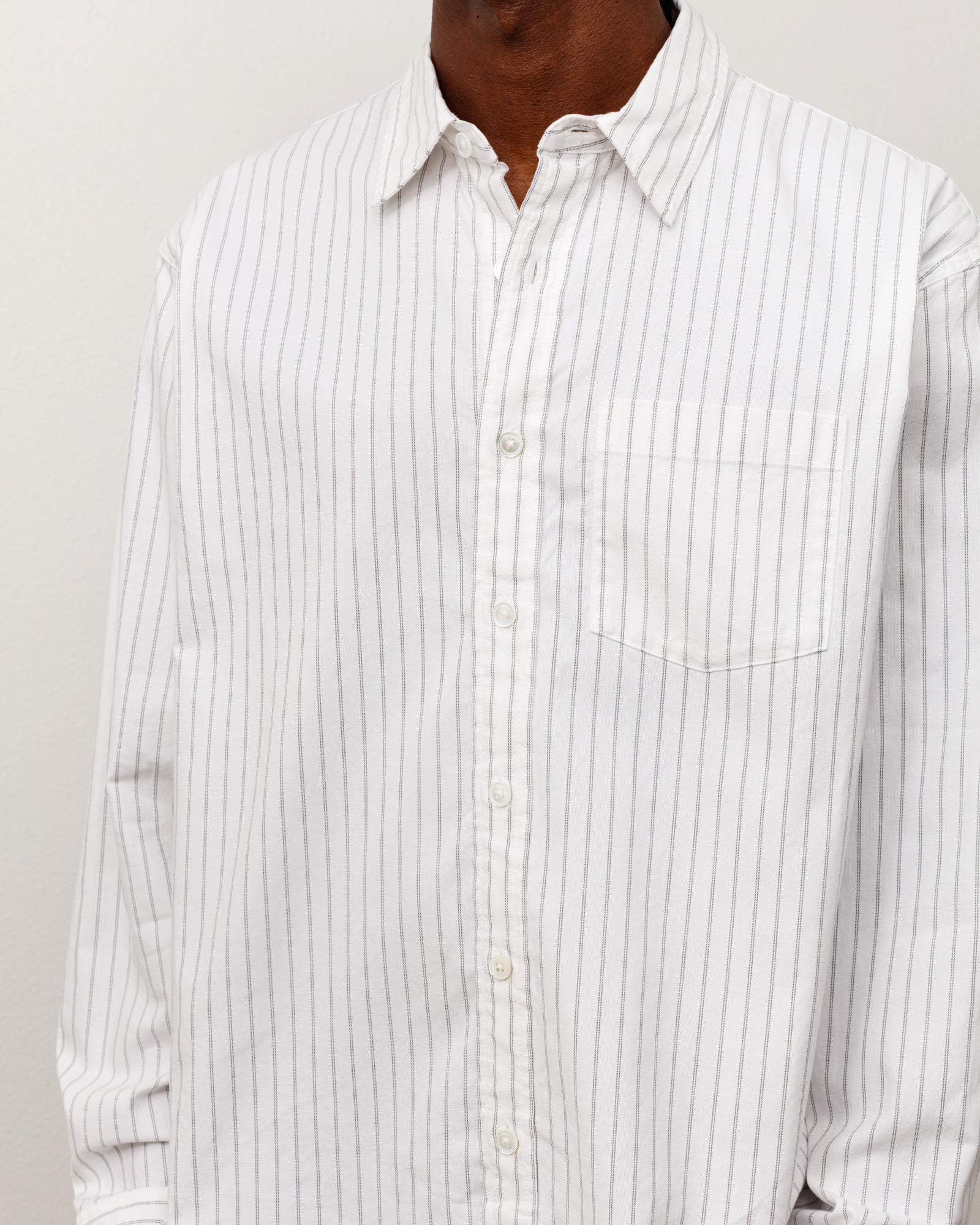 Stussy Oxford camicia Grey Stripe cotone boxy