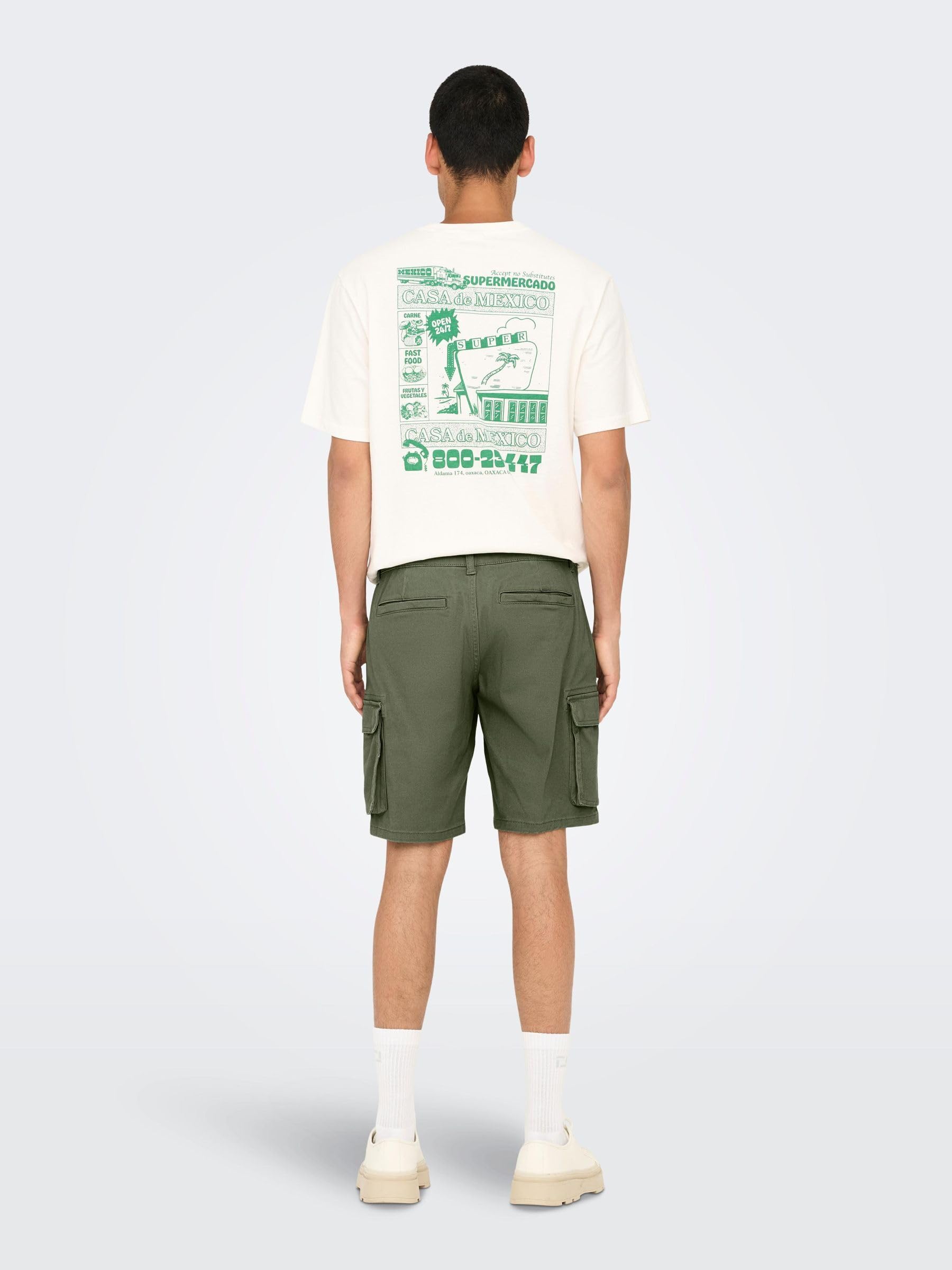 Only & Sons Cargo Pantaloncini Uomo S Verde Tasche