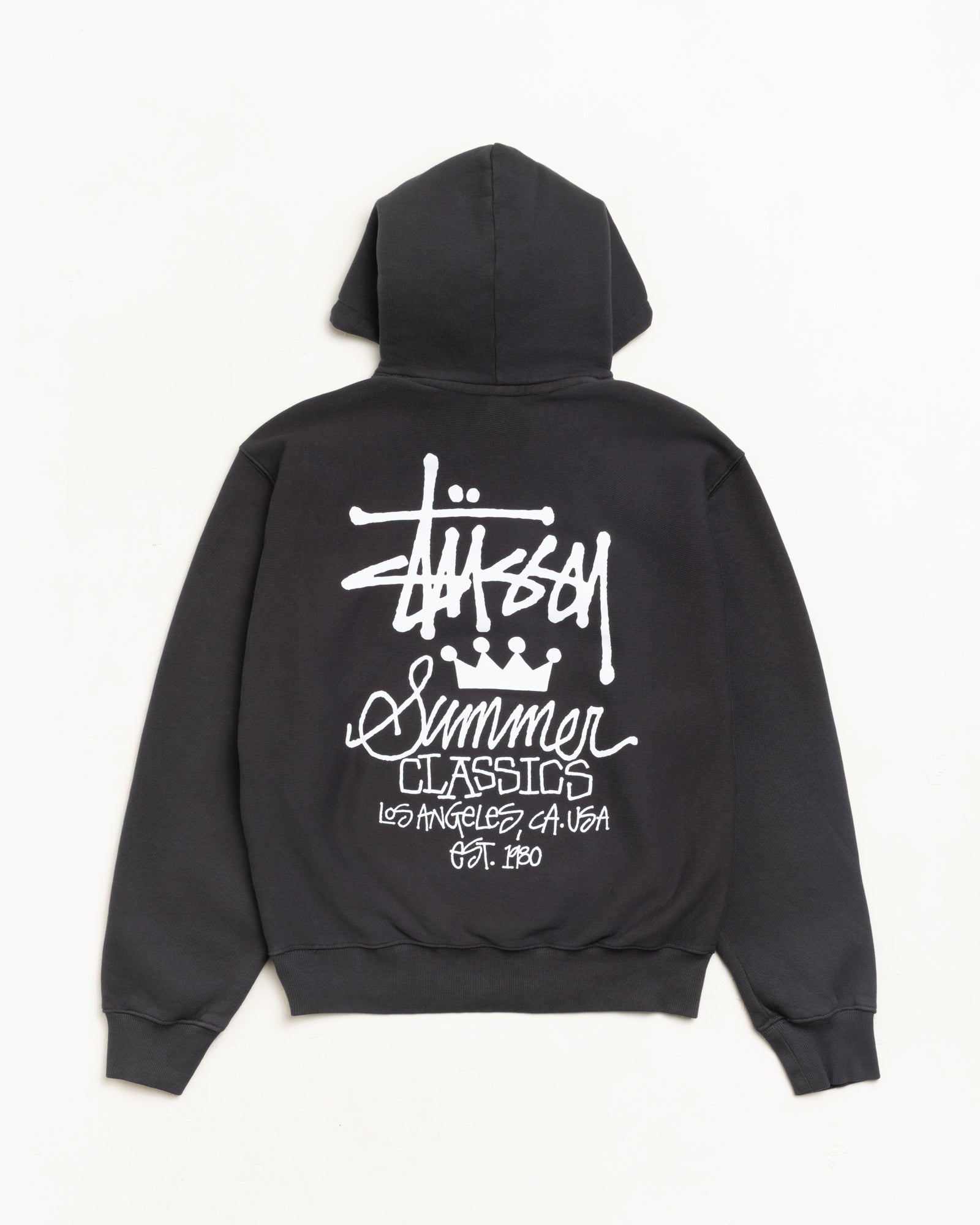 Stussy Summer Classics Hoodie felpa nero slavato 450 gsm