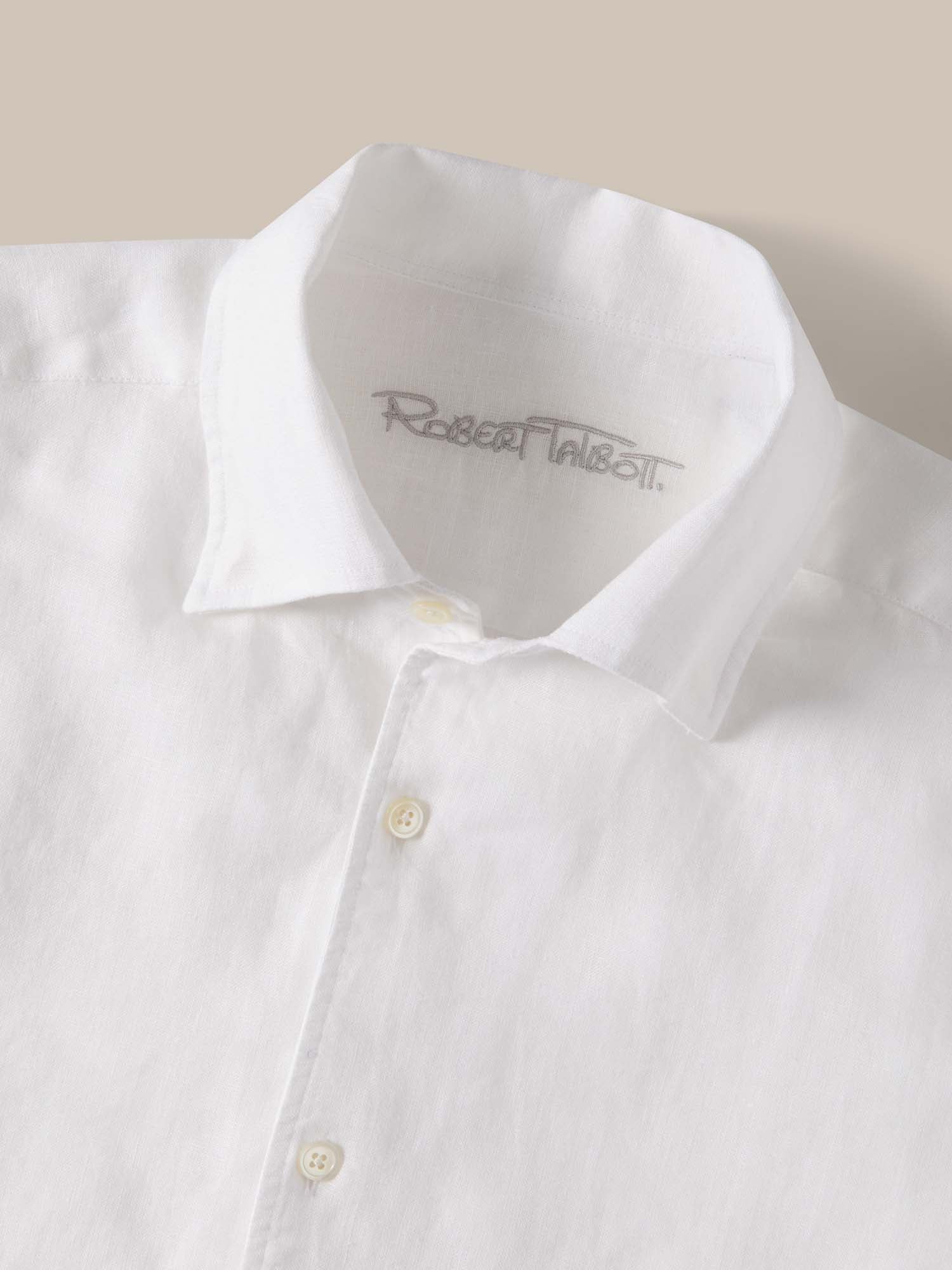 Robert Talbott Morgan Camicia lino White lino francese