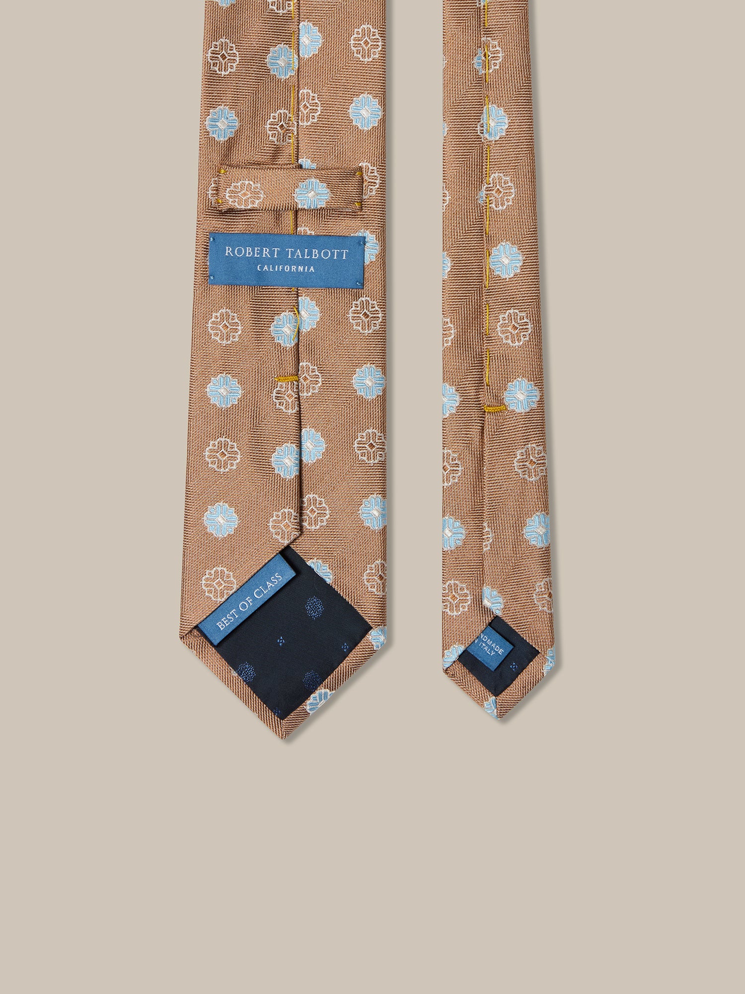 Robert Talbott Robert Blue Flower Jacquard cravatta arancione REG