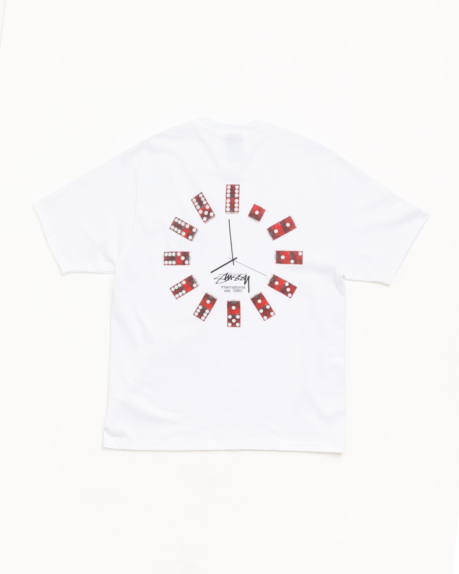 Stussy Tees T-Shirt Dice Clock Bianca in Cotone