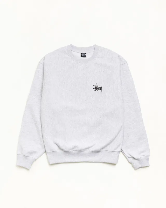 Stussy Basic Crew felpa girocollo ash heather misto cotone