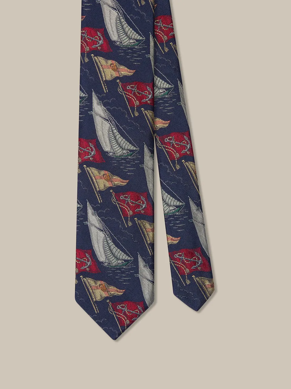 Robert Talbott Boat Flags Cravatta Seta Blu Navy