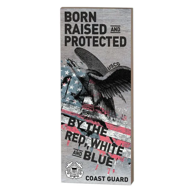 7.62 Design Coast Guard targa legno 7x18 blu USCG