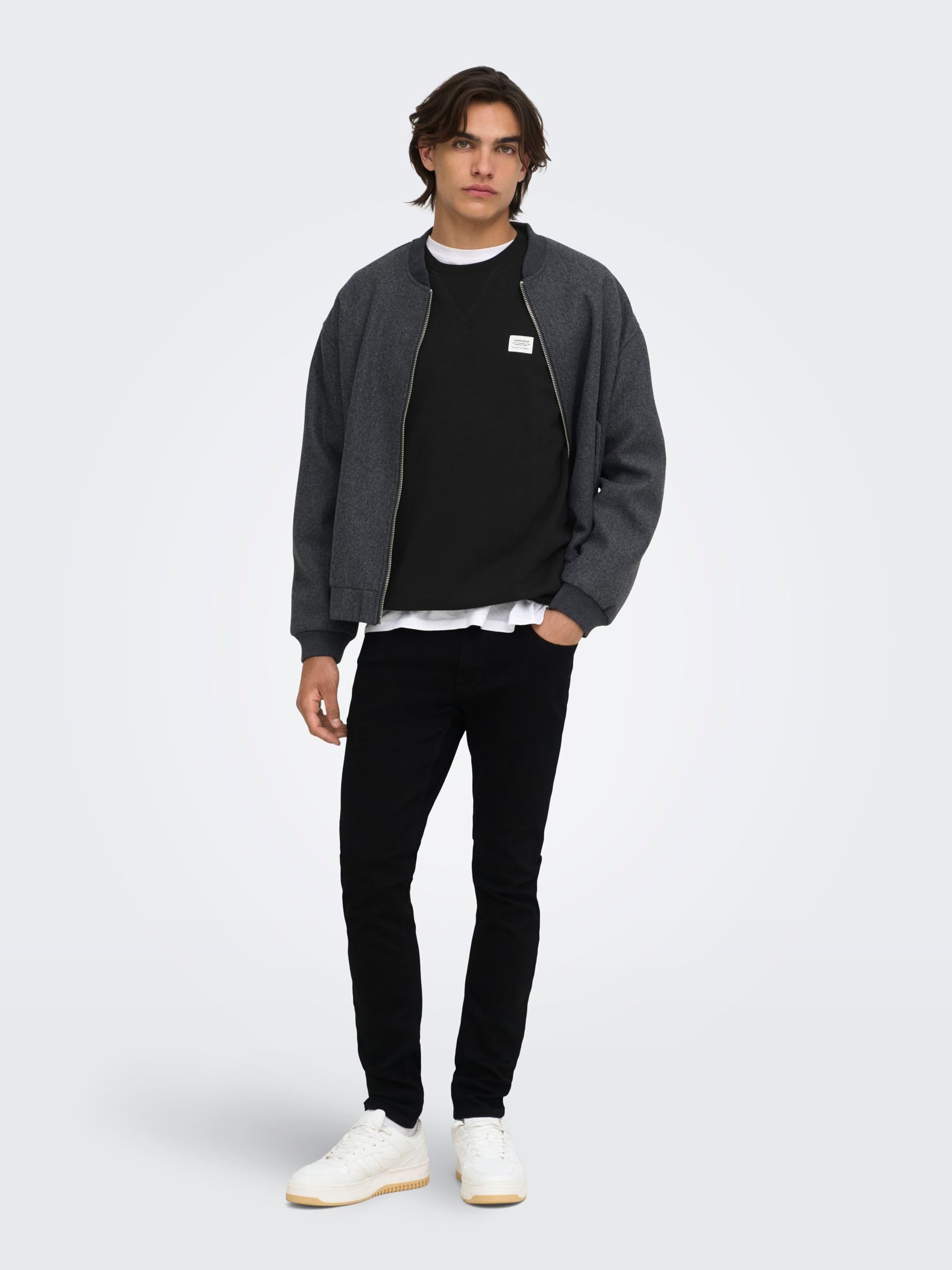 Only & Sons ONSDAWSON Felpa Uomo Nero Girocollo