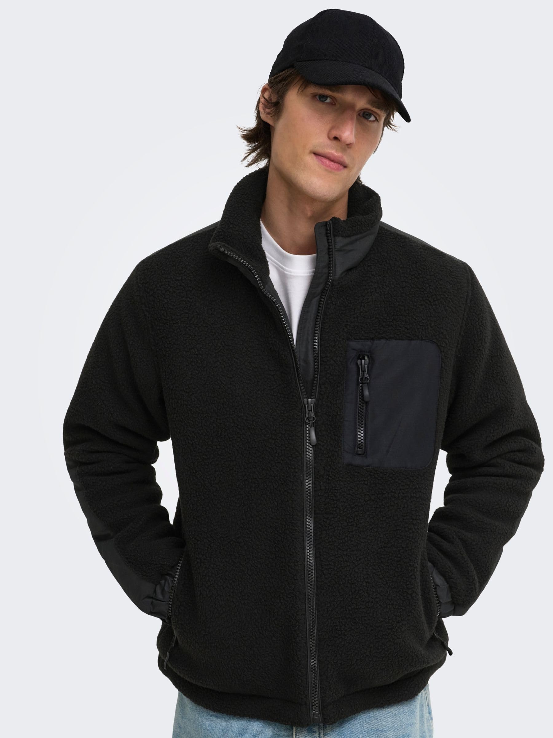 Only & Sons Onstyro Padded Sherpa Giacca Uomo L Nero