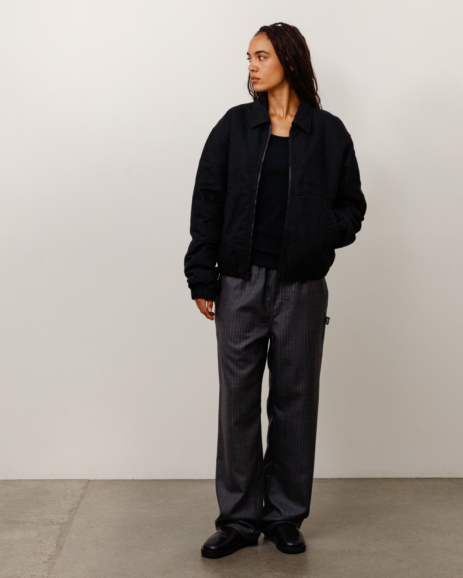 Stussy Nyco Collared Work Jacket giacca nera nylon