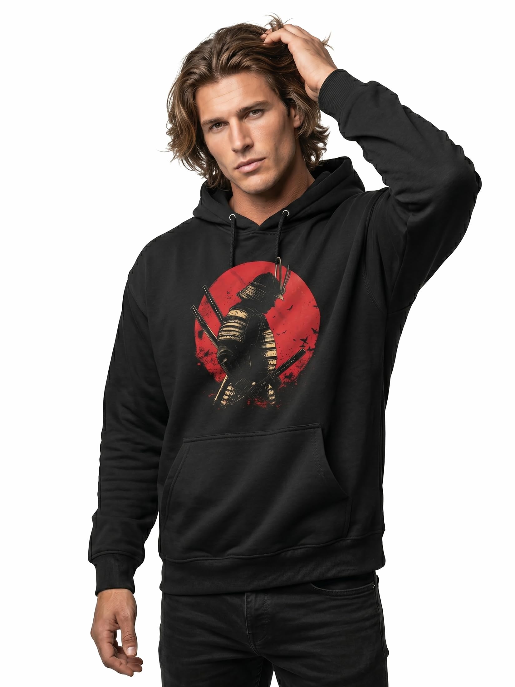 MAKAYA Samurai Giapponese felpa cappuccio L katana anime