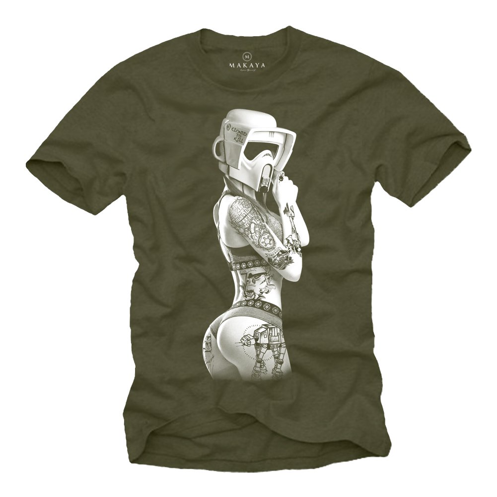 MAKAYA Stormtrooper Tattoo T-Shirt Uomo Nero Cotone