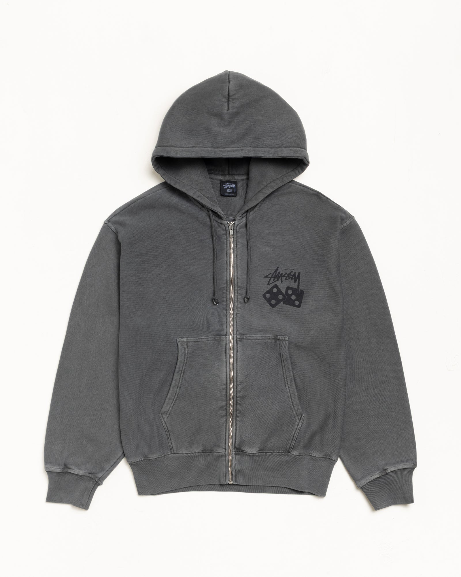 Stussy Dice Zip Hoodie felpa nera 450gsm