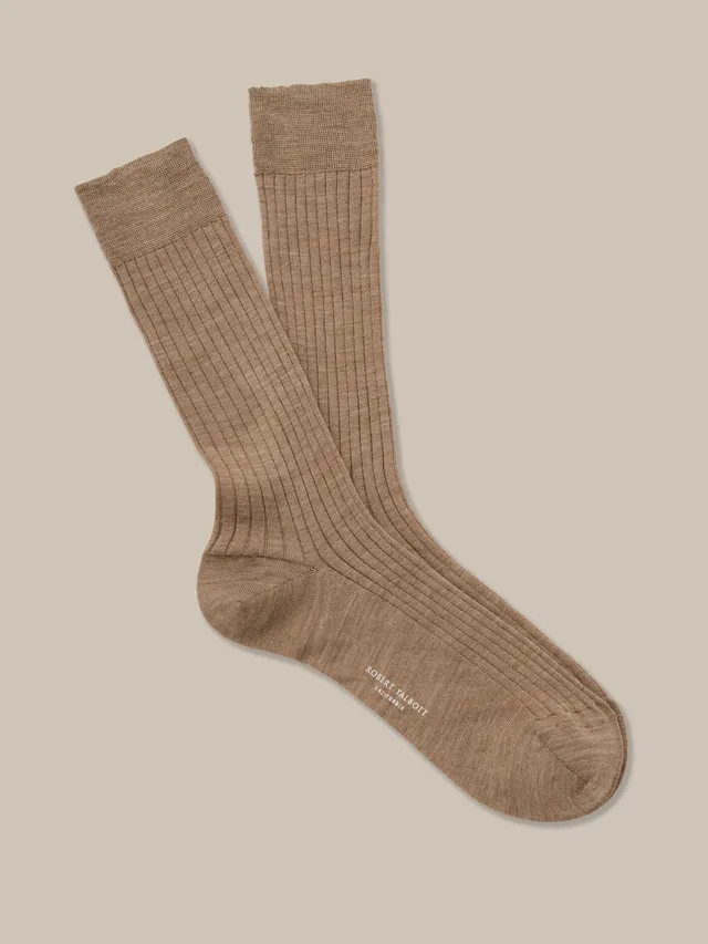 Robert Talbott Henry calzini lana Flax taglia M