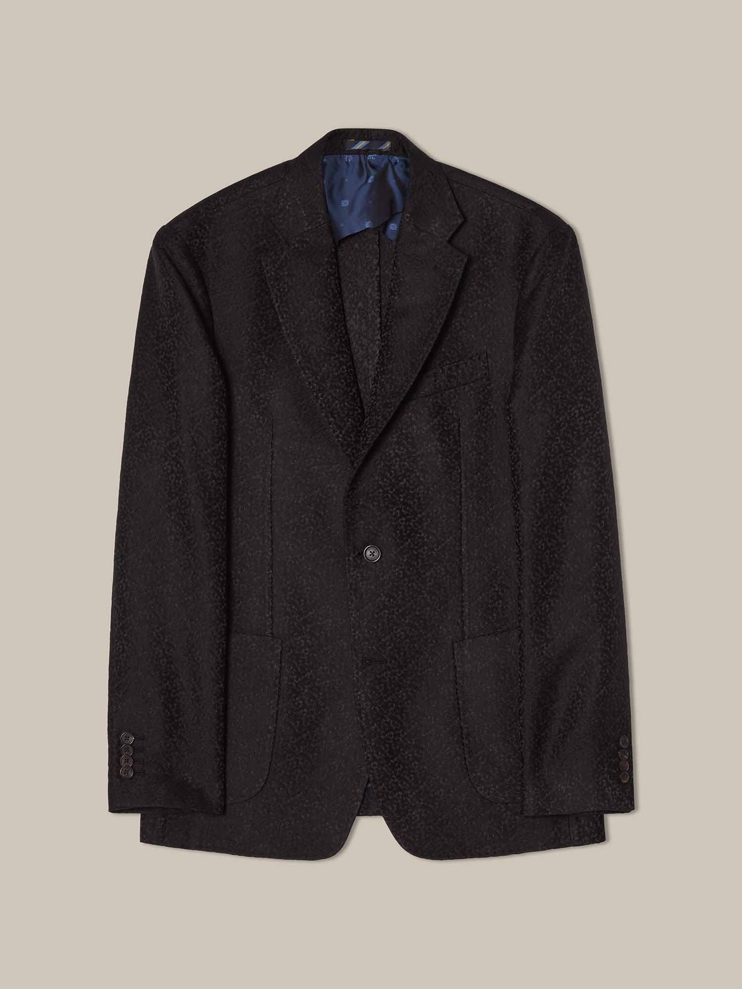 Robert Talbott Wright blazer broccato nero misto lana seta