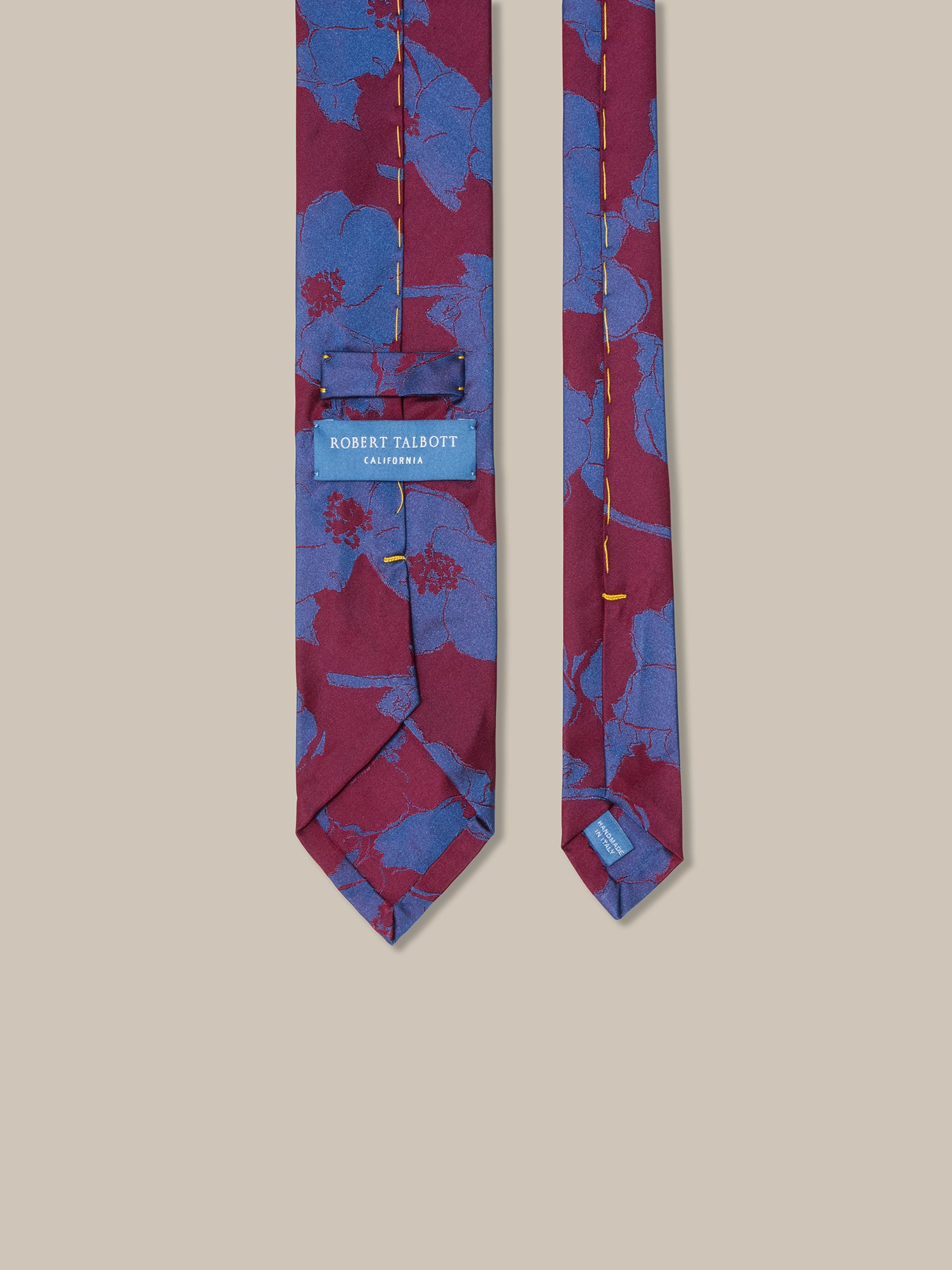 Robert Talbott Duvall Large Floral cravatta seta rossa sfoderata